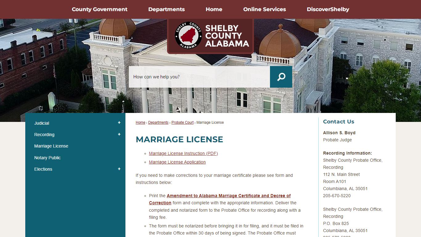 Marriage License | Shelby County, AL - Official Website